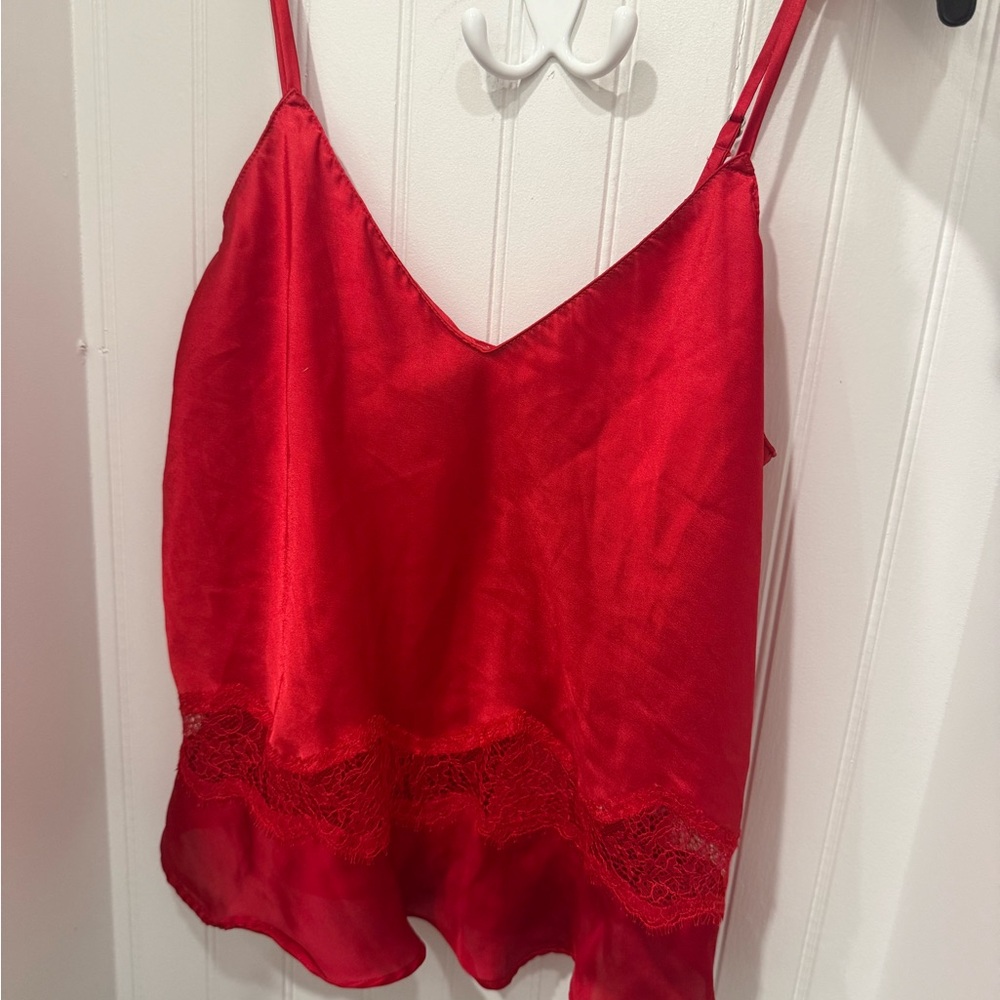 Victoria Secret Size S Red Satin Lace Cami & Short Sleep Set - Picture 2 of 4